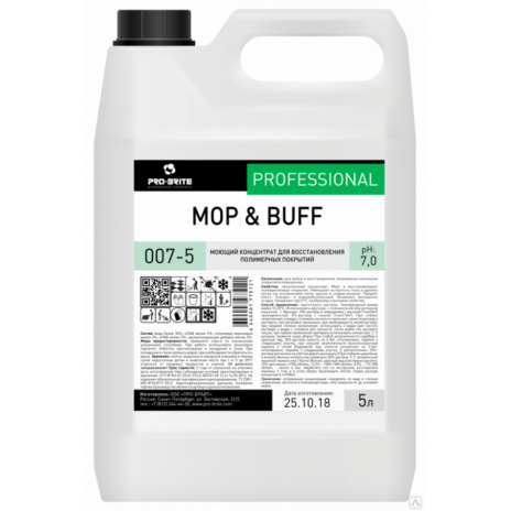 Моющий концентрат для уборки и восстановления полимерных покрытий (Рестор) MOP & BUFF, 5 л, арт. 007-5, Pro-Brite