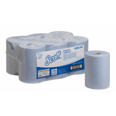 Бумажные полотенца в рулонах Scott Essential Slimroll голубые однослойные (6 рулонов по 190 метров), арт. 6696
