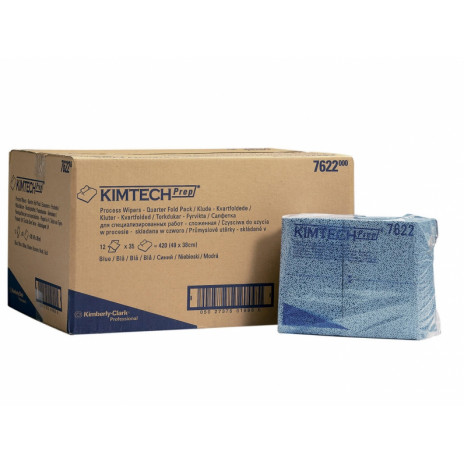Салфетки Q-сложения в пачках Kimtech Prep, 35 листов 38х49 см, синие, арт. 7622, Kimberly-Clark