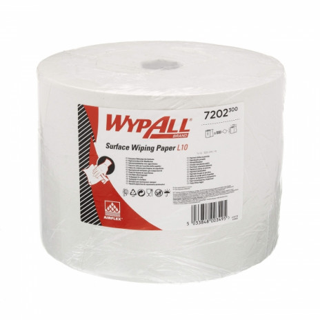Протирочный материал в рулонах WypAll L10 однослойный белый (1 рулон 1000 листов), арт. 7202, Kimberly-Clark