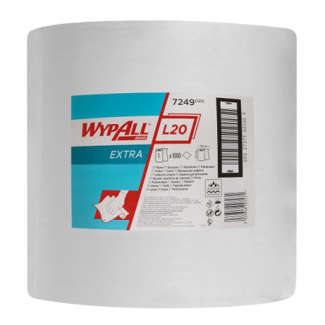Салфетки в рулоне Wypall L20, 1000 листов 38 х 33 см, 1 слой, белый, арт. 7249, Kimberly-Clark