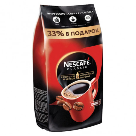 Кофе растворимый NESCAFE "Classic", 1000 г, мягкая упаковка, 12315663, арт. 621072,