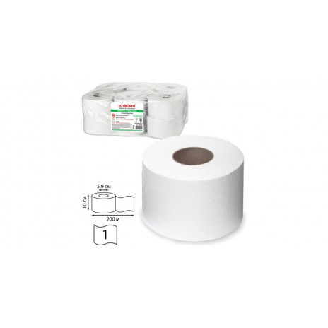 Бумага туалетная 200 м, ЛАЙМА (Система Т2), комплект 12 шт., белая, классик, 126093, ЛАЙМА
