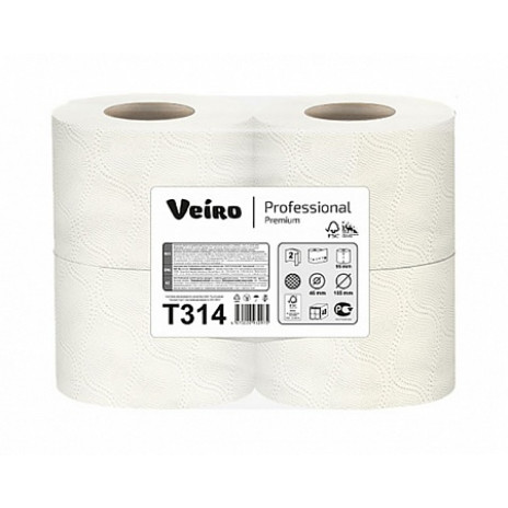 Туалетная бумага Veiro Professional Premium,  2 слоя, (4 рулона/упак.), арт. Т314, Veiro Professional
