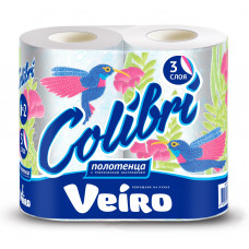Полотенца бумажные VEIRO Colibri, 3 слоя, 2 рулона, (10шт./уп.), арт. 8П32