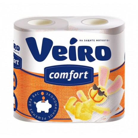 Туалетная бумага Linia VEIRO Comfort, 2 слоя, оранжевый декор, (12шт./уп.), арт. 5С24 Comfort, РосГигиена