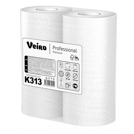 Полотенца бумажные в рулонах Veiro Professional Premium, 2 слоя, 18 м, (20 шт/упак), арт. K313, Veiro Professional