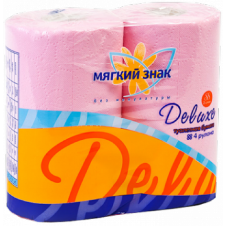 Туалетная бумага «Мягкий знак» «Delux» 4шт., 2-сл. Розовая, арт. 2428, Мягкий знак