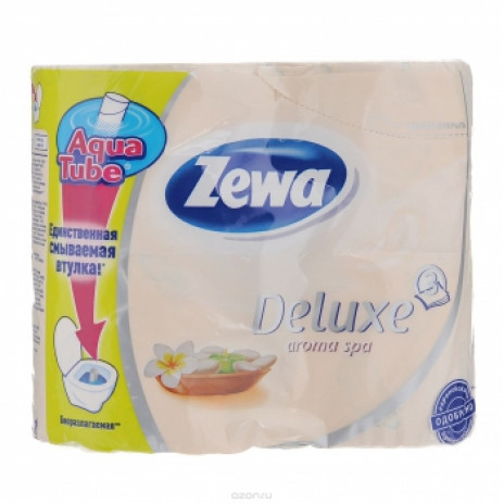 Туалетная бумага «Zewa Delux» 4 рул., 3-х сл., желтая.  Арома Спа., арт. 2143,