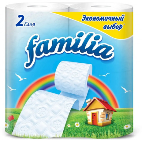 Туалетная бумага «Familia» Радуга, 4 шт. 2 слоя, 100% целлюлоза , арт. 3600