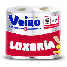 Туалетная бумага «Linia Veiro Luxoria» , 4 рулона, 3 слоя, белая, 100% целлюлоза, арт. 4559
