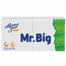 Салфетки 250л, 25*25 см, "Мягкий знак" Mr.Big , 1 слой, белые, арт. 1398