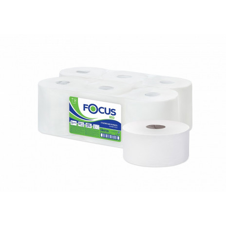 Бумага туалетная в средних рулонах Focus Eco Jumbo, 1-слой, 200 м, белый (12 шт/упак), арт. 5050784, Focus
