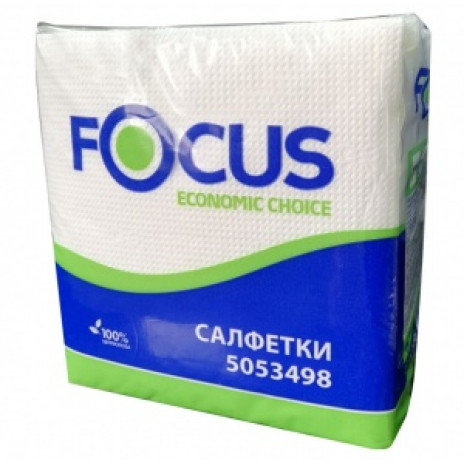 Салфетки бумажные Focus ЭКО, 1-слой, 24*24 см, 100 листов, белые (24 шт/упак), арт. 5053498/5048661, Focus