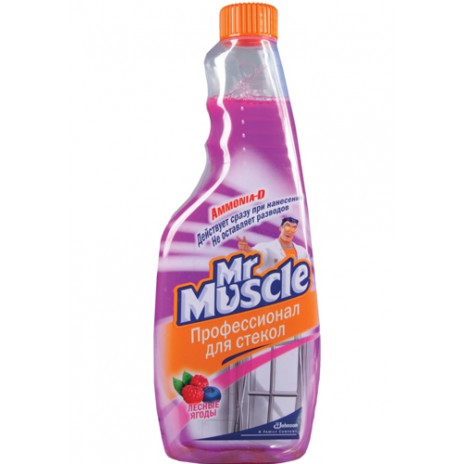 Mr Muscle чистящее средство для стекол с Ammonia-D лесная ягода, сменный блок, 500МЛ (2 шт/упак), арт. 3010988, SC Johnson