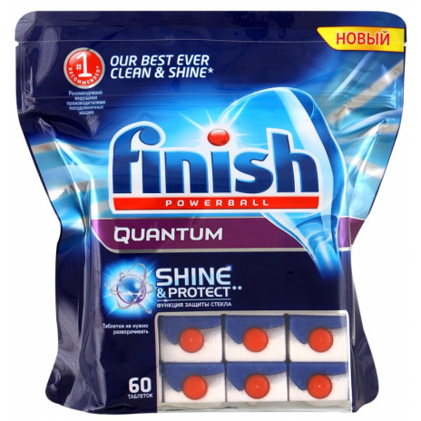 Finish Quantum чистящее средство для посудомоечных машин таблетки 60ШТ, арт. 3010270, Reckitt-Benckiser