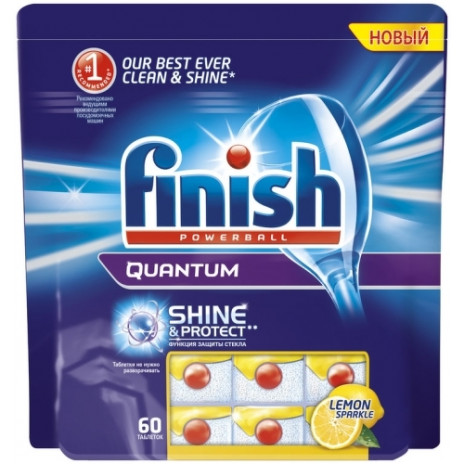 Finish Quantum чистящее средство для посудомоечных машин таблетки Лимон 60ШТ, арт. 3052811, Reckitt-Benckiser