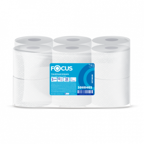 Туалетная бумага в мини рулонах Focus Jumbo Mini двухслойная 150 м,  (12 шт/упак), арт. 5060405, Focus
