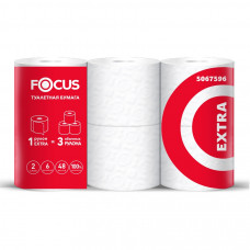 Туалетная бумага Focus Extra, 2 слоя, 48 м, 400 л, белый, 6 рулонов, арт. 5067596