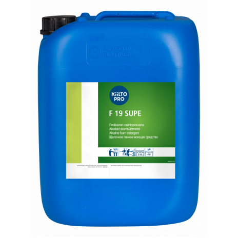 F 19 SUPE (Ф 19 СУПЕ) — Щелочное пенное моющее средство для очистки поверхностей и оборудования в пищевой промышленности pH 14, 20 л, арт. 60160, Kiilto(Farmos)