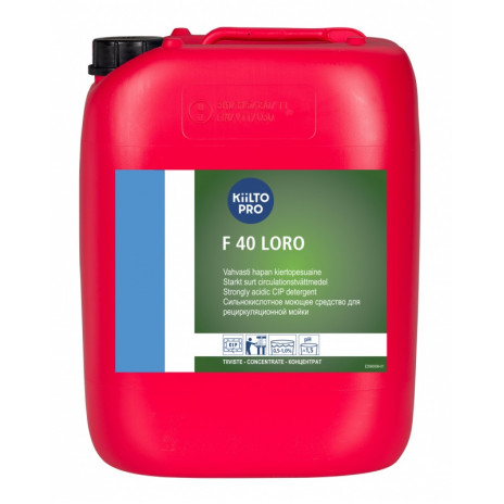 F 40 LORO (Ф 40 ЛОРО) — Сильнокислотное моющее средство для рециркуляционной мойки pH 1,0, 20 л, арт. 205254, Kiilto(Farmos)