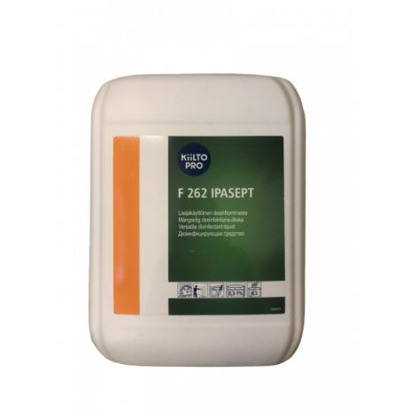 F 262 IPASEPT (Ф 262 ИПАСЕПТ) — Дезинфицирующее средство на основе четвертичных аммониевых соединений pH 4,5 (pH рабочего раствора 10), 10 л, арт. 205082, Kiilto(Farmos)