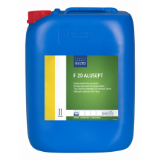 F 20 ALUSEPT (Ф 20 АЛУСЕПТ) — Сильнощелочное дезинфицирующее моющее средство для тары Содержит гипохлорит натрия (активный хлор) pH 14,0, 10 л, арт. 205104