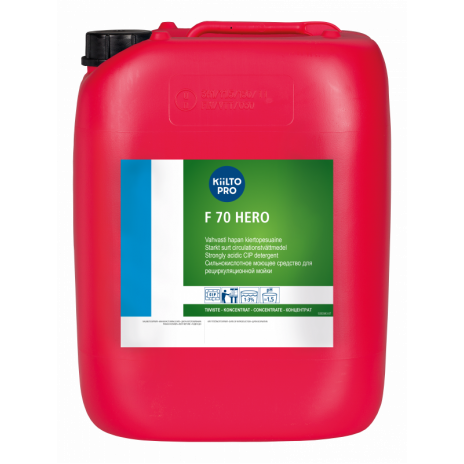 F 70 HERO (Ф 70 ХЕРО) — Сильнокислотное моющее средство для рециркуляционной мойки pH 0,5, 20 л, арт. 80343, Kiilto(Farmos)