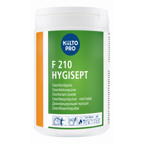 F 210 HYGISEPT (Ф 210 ХЮГИСЕПТ) — Дезинфицирующее средство на основе персульфата калия pH 2,5, 1 кг, арт. 60023, Kiilto(Farmos)