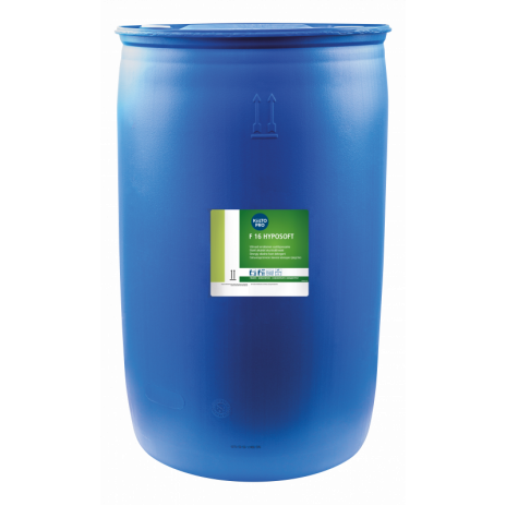 F 16 HYPOSOFT (Ф 16 ХЮПОСОФТ) — Сильнощелочное пенное моющее средство с хлором для чувствительных к щелочи поверхностей pH 13,0, 200 л, арт. 60172, Kiilto(Farmos)
