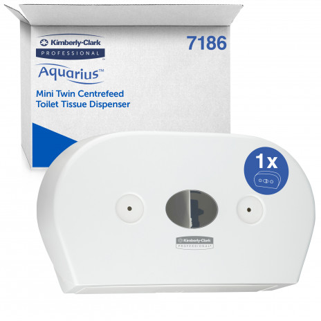  Диспенсер для туалетной бумаги Kimberly-Clark Professional™ Aquarius™, рулон с центральной подачей, белый, сверхкрупный, 46 х 27 х 13 см, белый, арт. 7186, Kimberly-Clark