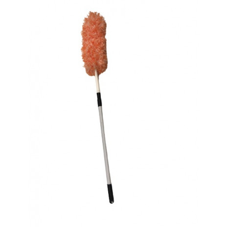 Сметка-метелка для смахивания пыли ЛАЙМА, телескопическая стальная ручка, 160 см, оранжевая, арт. 603619, ЛАЙМА