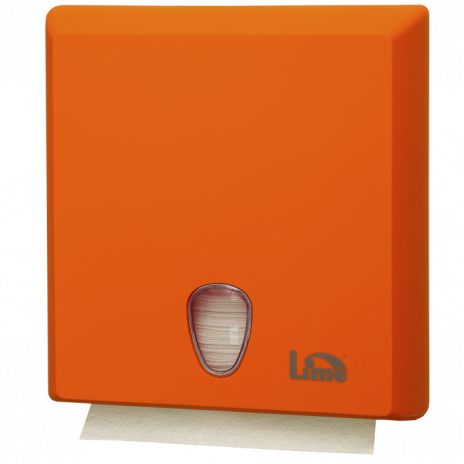 Диспенсер на 2,5 пачки бумажных полотенец Z-сложения, оранжевый (покрытие Soft touch), арт. A70610EAS, Lime