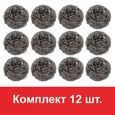 Губки (мочалки) для посуды металлические спиральные по 15 г LAIMA, комплект, (12 шт/упак), арт. 606658