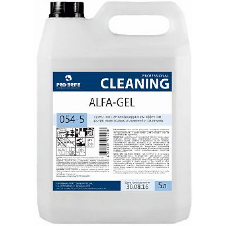 Alfa-Gel, 5 л, Средство с дезинфицирующим эффектом против известковых отложений и ржав, арт 054-5, Pro-Brite