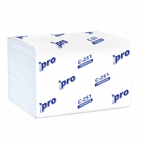 Салфетки бумажные «PROtissue», 2 слоя,  210х160 мм,  V Сложение,  200 листов,  (20 уп./кор.), арт. C251, PROtissue