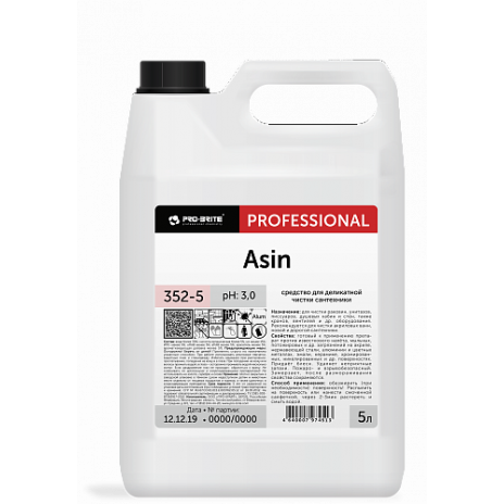 Средство на основе фруктовой кислоты для деликатной чистки сантехники ASIN, 5 л, арт. 352-5, Pro-Brite