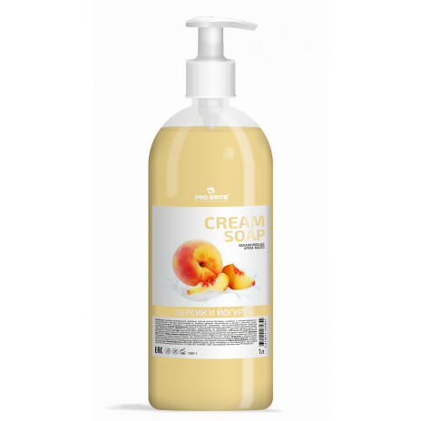 Жидкое крем-мыло  с витамином Е Cream Soap "Персик и йогурт", 1л,  арт. 1080-1, Pro-Brite