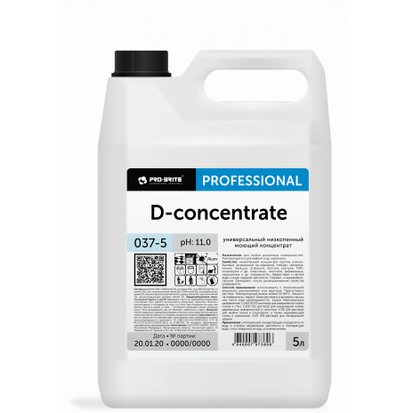 Низкопенный концентрат-антистатик для полов и твёрдых поверхностей D-CONCENTRATE, 10 л, арт. 037-10, Pro-Brite