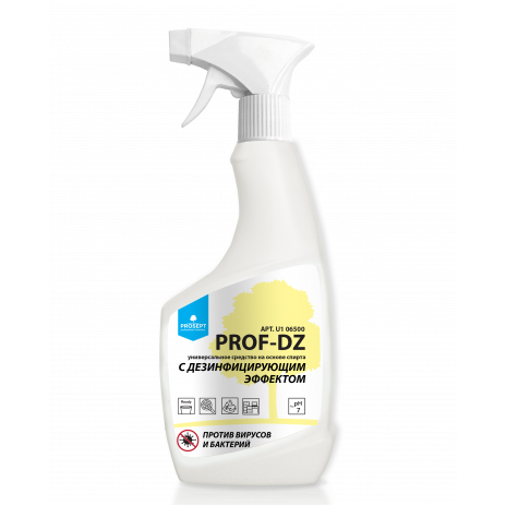 PROF-DZ Универсальное средство для поверхностей на основе спирта с дезинфицирующим эффектом, 0,5 л (HDPE бутылка +триггер), Prosept