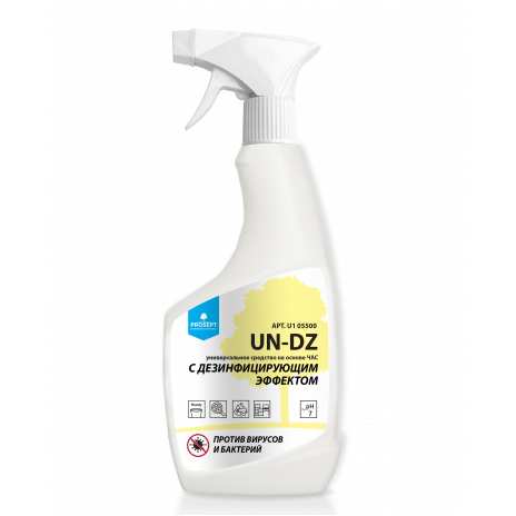 UN-DZ Универсальное средство для поверхностей на основе ЧАС с дезинфицирующим эффектом, 500 мл (HDPE бутылка+ триггер), Prosept