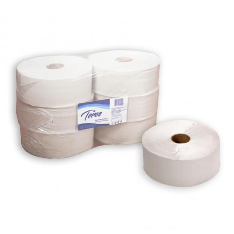 Туалетная бумага в рулонах Терес Стандарт 1-слой, mini, 480 м, белая целлюлоза (6 шт/упак), арт. Т-0010, Терес