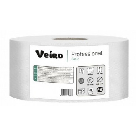 Бумага туалетная в больших рулонах MAXI, 1 слой, 420 м, белый, рул (6 шт/упак), арт. MAXI, Veiro Professional