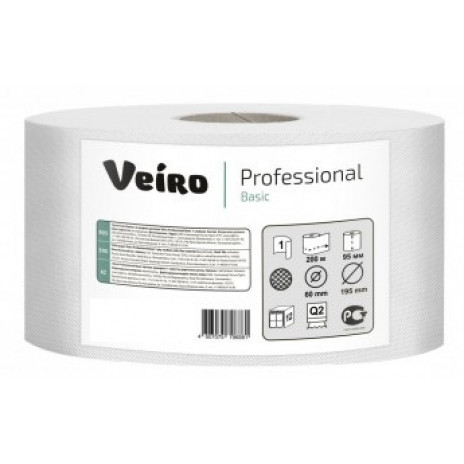 Бумага туалетная в средних рулонах MIDI2, 1 слой, 150 м, белый, рул (12 шт/упак), арт. MIDI2, Veiro Professional