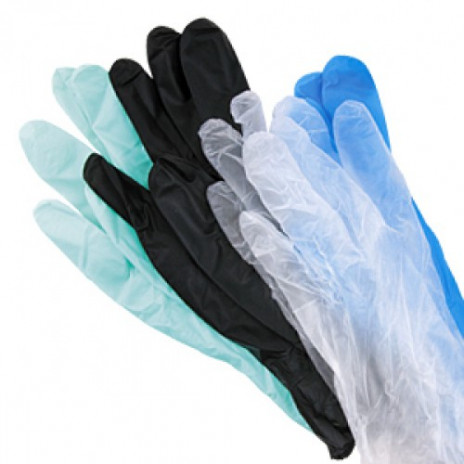 Перчатки виниловые одноразовые цветные 80 мкр, размер XS (100 шт/упак), Клевер