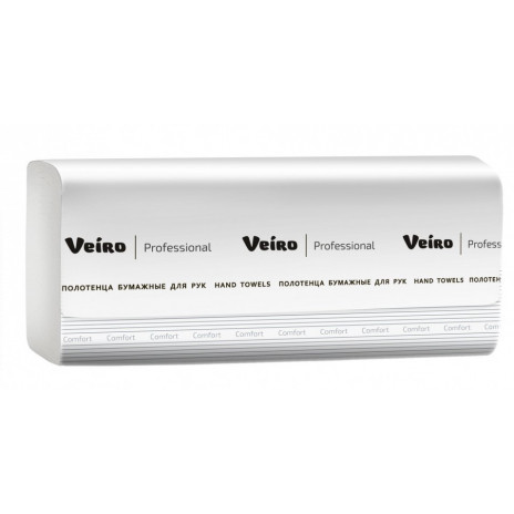 Полотенца для рук в пачках V-сложения Veiro Professional Comfort, 250 листов, 1 слой (V / ZZ-сложение) (20 шт/упак), арт. 210 KV, Veiro Professional