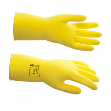 Перчатки латексные многоразовые желтые, р-р S 0 (латекс 70%, добавки 30%; 315х110х4 мм)