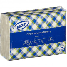 Салфетки бумажные Luscan NonStop 1слбелые цел1/4 слож100л/пач