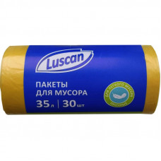 Мешки для мусора ПНД 35л 8мкм 30шт/рул желтый 48х58см Luscan
