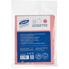 Салфетки хозяйственные Luscan Professional виск 90г/м2 30х38 5шт/уп розовые